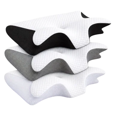 Three stacked Contour Relief Pillows